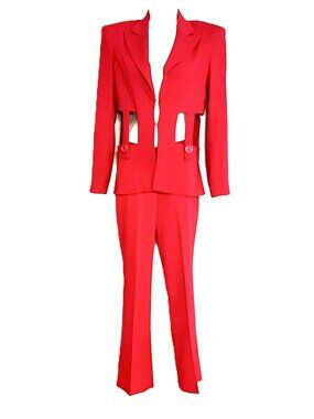 Les Bourdelles Des Garcons Red Avant-Garde Cutout Blazer&Pants Suit Set IT42